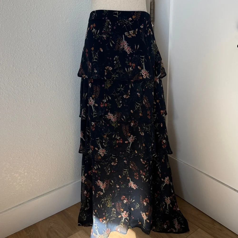 Maeve by Anthropology Stunning Layers Maxi Skirt Floral Print - Size Medium